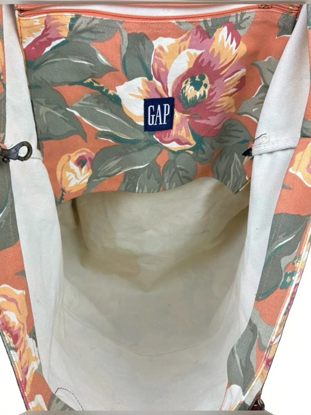 🌸 Vintage GAP Floral Canvas Weekender Duffel Tote Bag Cottagecore 80s 90s Boho